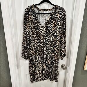 The Drop Carolyn Mirand Leopard Print Midi Dress XXL Boho Animal Print